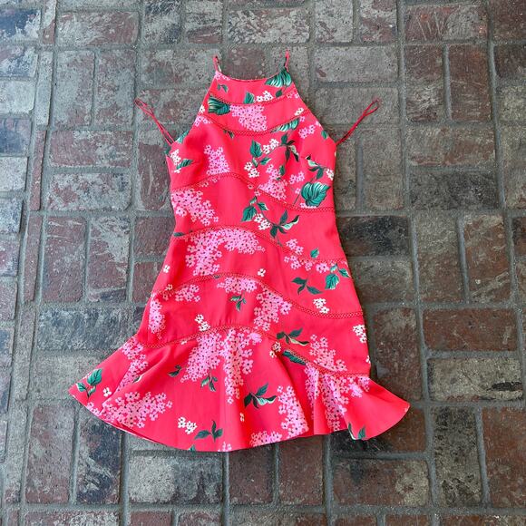 Keepsake The Label Floral Tiered Dress Halter Flounce Knee Length Wild Thoughts - Picture 1 of 3